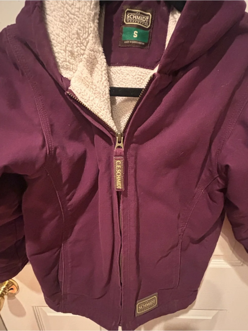 CE Schmidt Kids Hooded Jacket in Deep Plum Work Coat